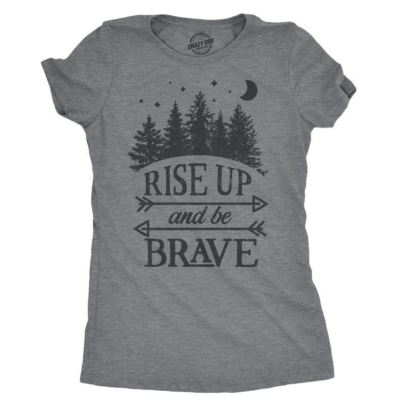 Womens Rise Up And Be Brave T Shirt Cool Adorable Empowerment Tee For Ladies Funny Womens T Shirts Cute Slimming Top Comfortable Soft Womenswear Funny Political Top Women's Novelty Tees Dark Grey