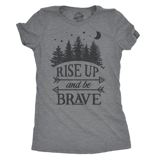 Womens Rise Up And Be Brave T Shirt Cool Adorable Empowerment Tee For Ladies Funny Womens T Shirts Cute Slimming Top Comfortable Soft Womenswear Funny Political Top Women's Novelty Tees Dark Grey