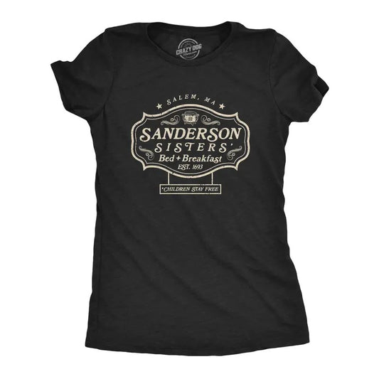 Womens Sanderson Sisters Bed and Breafast T Shirt Funny Halloween Hocus Pocus Graphic Tee Funny Womens T Shirts Cute Slimming Top Comfortable Soft Womenswear Halloween Tops for Women Funny Movie Top Black 3XL
