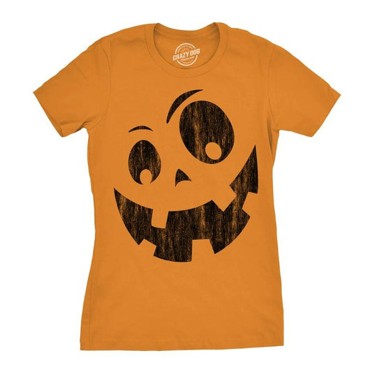 Womens Silly Jack Pumpkin T Shirt Funny Halloween Jack O Lantern Goofy Smile Tee For Ladies Funny Womens T Shirts Cute Slimming Top Comfortable Soft Womenswear Halloween Tops for Women Women's Novelty Orange - XL