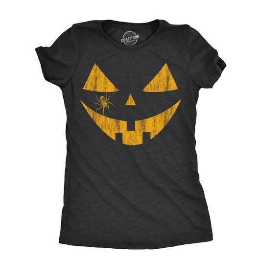 Womens Spooky and Funny Pumpkin Face Tees Halloween Jack O Lantern Tees for Womens Funny Womens T Shirts Cute Slimming Top Comfortable Soft Womenswear Halloween Tops for Women Women's Novelty Tees Black -