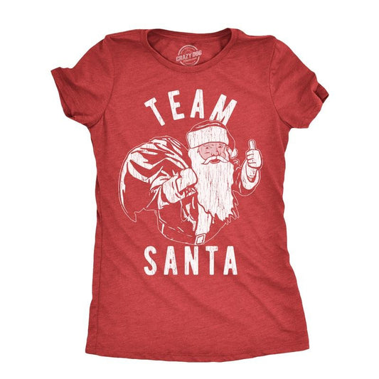 Womens Team Santa T Shirt Funny Xmas Party St Nicholas Lovers Joke Tee for Ladies Funny Womens T Shirts Cute Slimming Top Comfortable Soft Womenswear Christmas Tops for Women Women's Novelty Tees Red -