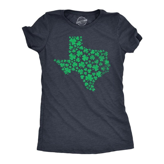 Womens Texas State Clover T Shirt Funny St Pattys Day Parade Four Leaf Shamrock Tee for Ladies Funny Womens T Shirts Cute Slimming Top Comfortable Soft Womenswear Saint Patrick's Day Tops for Women Navy -