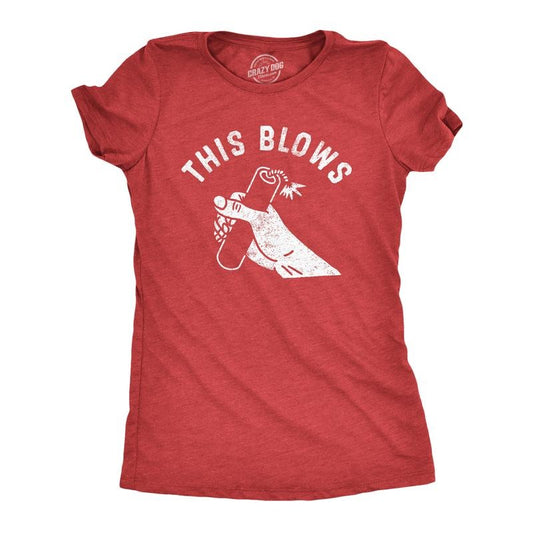 Womens This Blows T Shirt Funny Fourth Of July Dangerous Fireworks Joke Tee For Ladies Funny Womens T Shirts Cute Slimming Top Comfortable Soft Womenswear Patriotic Tops for Women Funny Sarcastic Top Red -