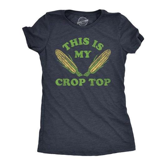 Womens This Is My Crop Top T Shirt Funny Farming Corn Crops Joke Tee for Ladies Funny Womens T Shirts Cute Slimming Top Comfortable Soft Womenswear Funny Sarcastic Top Women's Novelty Tees Navy -