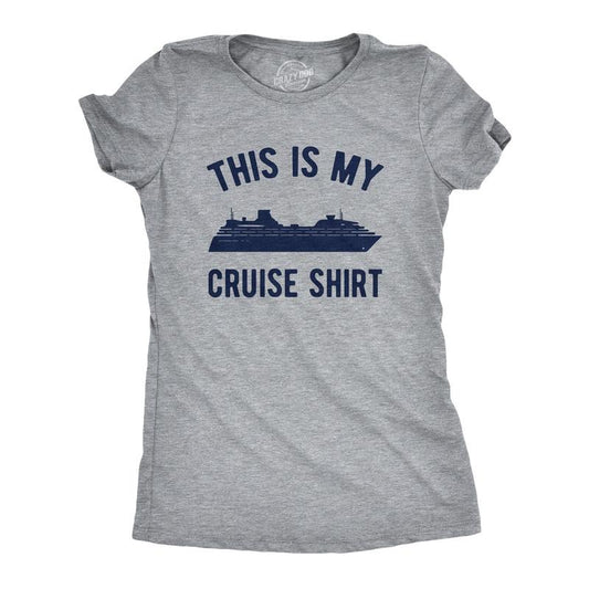 Womens This Is My Cruise Shirt Tee Funny Vacation Travel Boat T Shirt for Ladies Funny Womens T Shirts Cute Slimming Top Comfortable Soft Womenswear Funny Summer Top Women's Novelty Tees Light Grey