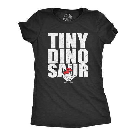 Womens Tiny Dinosaur T Shirt Funny Small Chicken Rooster Joke Tee For Ladies Funny Womens T Shirts Cute Slimming Top Comfortable Soft Womenswear Funny Animal Top Women's Novelty Tees Black -