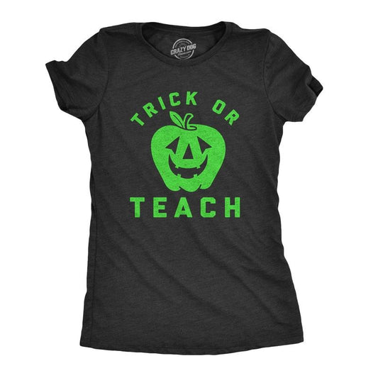 Womens Trick Or Teach T Shirt Funny Halloween School Teacher Tee Funny Womens T Shirts Cute Slimming Top Comfortable Soft Womenswear Halloween Tops for Women Funny Teacher Top Women's Novelty Tees Black
