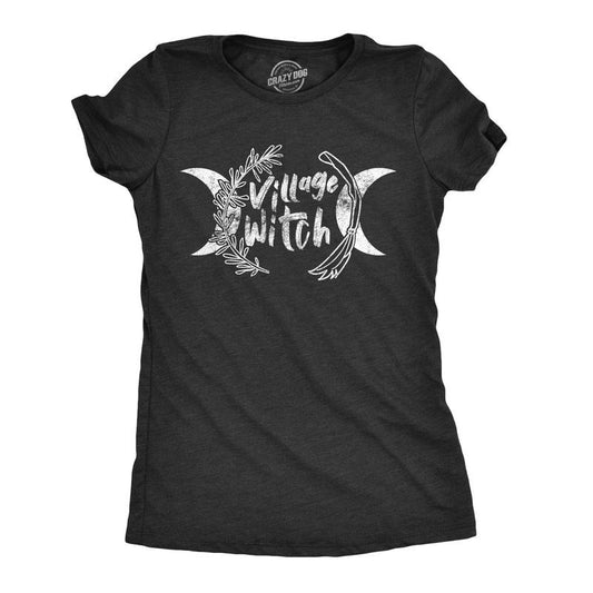Womens Village Witch T Shirt Funny Halloween Tee Funny Womens T Shirts Cute Slimming Top Comfortable Soft Womenswear Halloween Tops for Women Women's Novelty Tees Black -