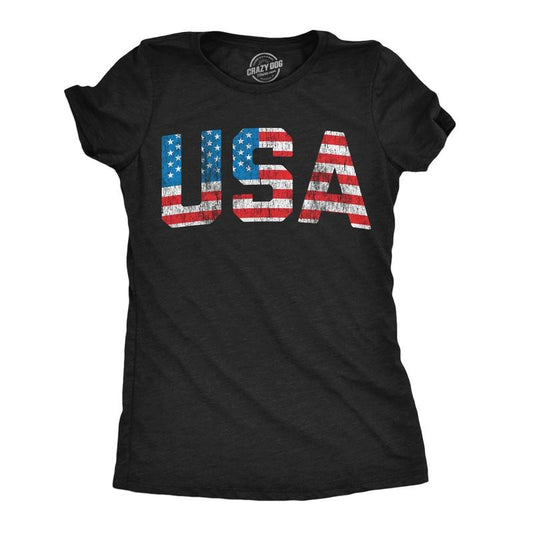 Womens Vintage USA T Shirt Awesome Fourth Of July Graphic Tee For Ladies Funny Womens T Shirts Cute Slimming Top Comfortable Soft Womenswear Patriotic Tops for Women Women's Novelty Tees Black -