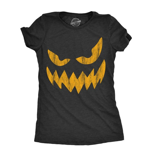 Womens Wavy Mouth Wayne Pumpkin T Shirt Funny Halloween Jack O Lantern Terrifying Smile Tee For Ladies Funny Womens T Shirts Cute Slimming Top Comfortable Soft Womenswear Halloween Tops for Women Black -