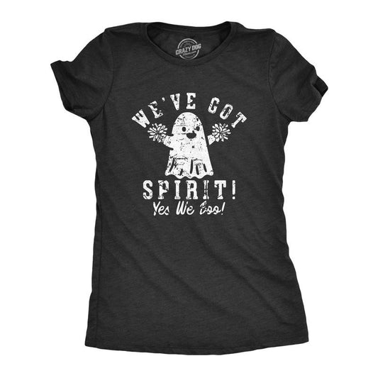 Womens Weve Got Spirit Yes We Boo T Shirt Funny Cute Halloween Cheering Ghost Tee For Ladies Funny Womens T Shirts Cute Slimming Top Comfortable Soft Womenswear Halloween Tops for Women Funny Black -