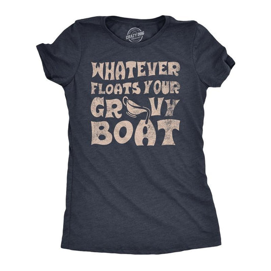 Womens Whatever Floats Your Gravy Boat T Shirt Funny Thanksgiving Dinner Saying Joke Tee For Ladies Funny Womens T Shirts Cute Slimming Top Comfortable Soft Womenswear Thanksgiving Tops for Women Navy -