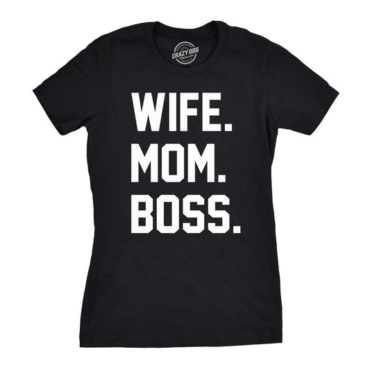 Womens Wife Mom Boss Funny T shirt I Am The Boss Tee for Ladies Shirts for Mom Funny Womens T Shirts Cute Slimming Top Comfortable Soft Black