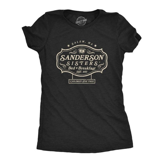Womens Witch Sisters Bed and Breakfast T Shirt Funny Halloween Movie Graphic Tee Funny Womens T Shirts Cute Slimming Top Comfortable Soft Womenswear Halloween Tops for Women Funny Movie Top Women's Black