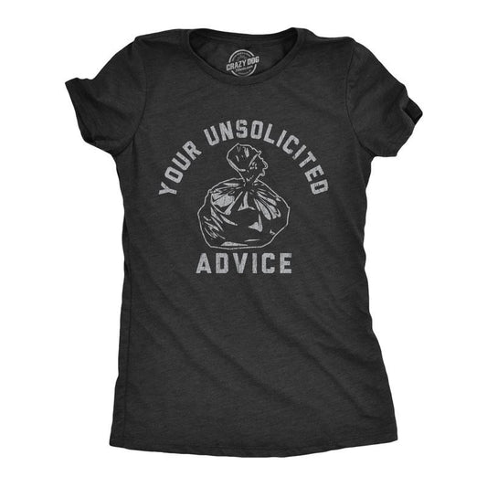 Womens Your Unsolicited Advice T Shirt Funny Garbage Trash Bag Joke Tee For Ladies Funny Womens T Shirts Cute Slimming Top Comfortable Soft Womenswear Funny Sarcastic T Shirt Women's Novelty T Shirts Black -