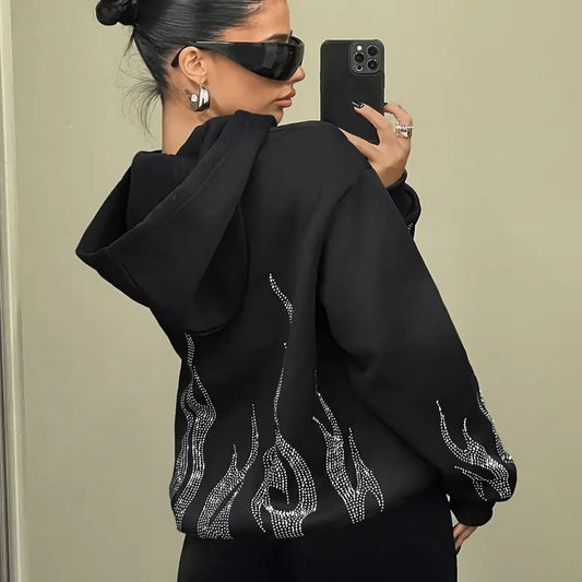 Womens Zip Up Hoodie Y2k Graphic Oversized Sweatshirt Long Sleeve Jackets Fall Outfits