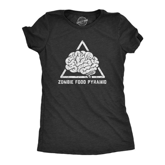 Womens Zombie Food Pyramid T Shirt Funny Undead Nutrition Tee For Ladies Funny Womens T Shirts Cute Slimming Top Comfortable Soft Womenswear Halloween Tops for Women Funny Zombie Top Women's Novelty Black -