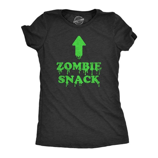 Womens Zombie Snack T Shirt Funny Halloween Undead Eating Joke Tee for Ladies Funny Womens T Shirts Cute Slimming Top Comfortable Soft Womenswear Halloween Tops for Women Funny Zombie Top Women's Black -