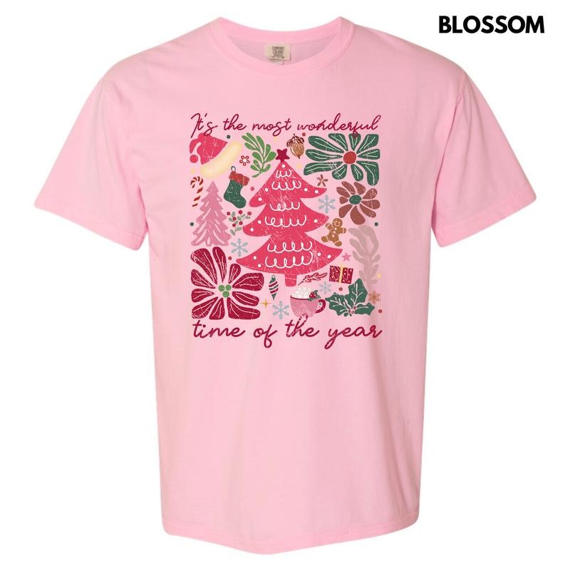 Wonderful Time Christmas Flowers Comfort Colors T-Shirt 'NLB'