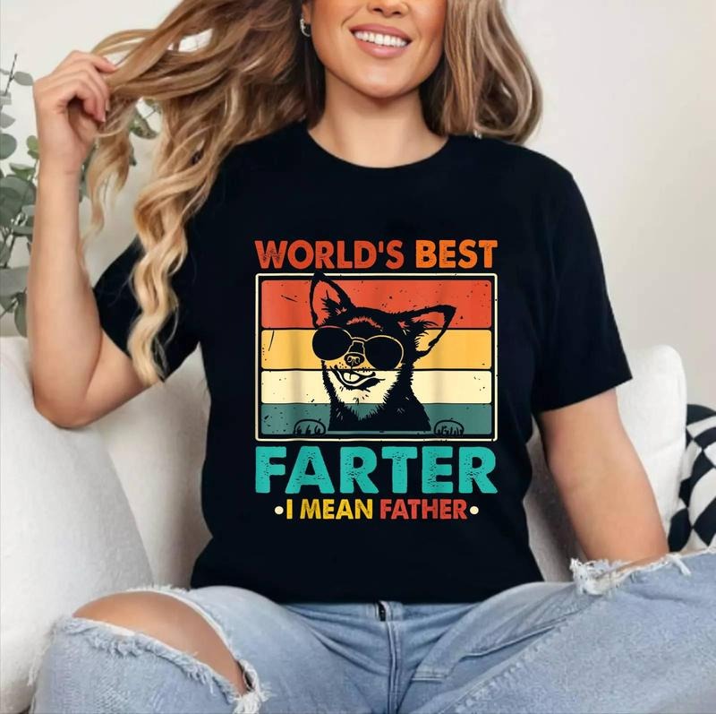 World's Best Farter I Mean Father Fathers Day Funny Dad Dog T-Shirt [Unisex Cotton, Short Sleeve, Crewneck, Top Womenswear]