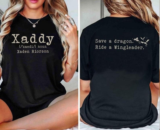 Xaddy Save A Dragon Ride A Wingleader Comfort Colors Shirt, Fourth Wing Shirt, Iron Flame Tees, Xaden Riorson Shirt