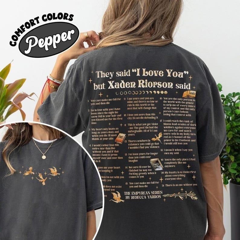 Xaden Riorson Quote Comfort Colors Shirt, Fourth Wing Book Quotes, Xaddy Shirt, I Love You In Book Quotes, Romantasy Book Tee