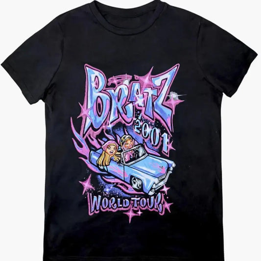 Y2K Aesthetic T-Shirt Bratz World Tour, Bratz Passion 4 Fashion World Tour, Bratz Girl Shirt, Cute Graphic Tee Top Womenswear Streetwear Summer