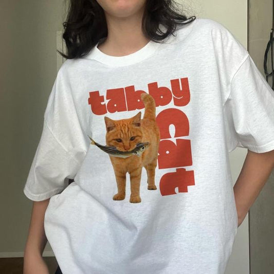 Y2K Silly Cat T-Shirt, Trashy Y2K Kitten Tee, Unisex Graphic Tees Gothic Grunge Y2k Emo Scene Amity Affliction Style Clothes Men Women Streetwear