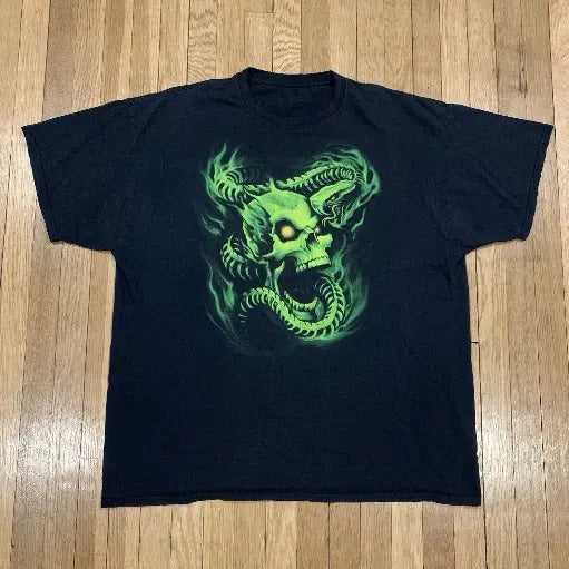 Y2K Skull Snake Grunge JNCO Style T-shirt, grunge y2k emo scene tapout goth amity affliction style clothes, Unisex T-shirt