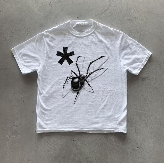 Y2k Spider T-Shirt, Vintage Graphic Tees Gothic Grunge Y2k Emo Scene Amity Affliction Style Clothes Men Women Streetwear