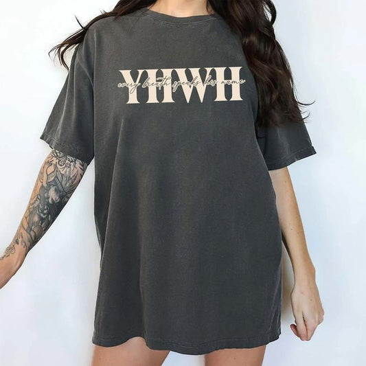 YHWH Comfort Colors Shirt, Yahweh T-shirt, Every Breath Speaks His Name Graphic Tee, Faith Outfits, Bible Verse Clothing, Christian   Shirt