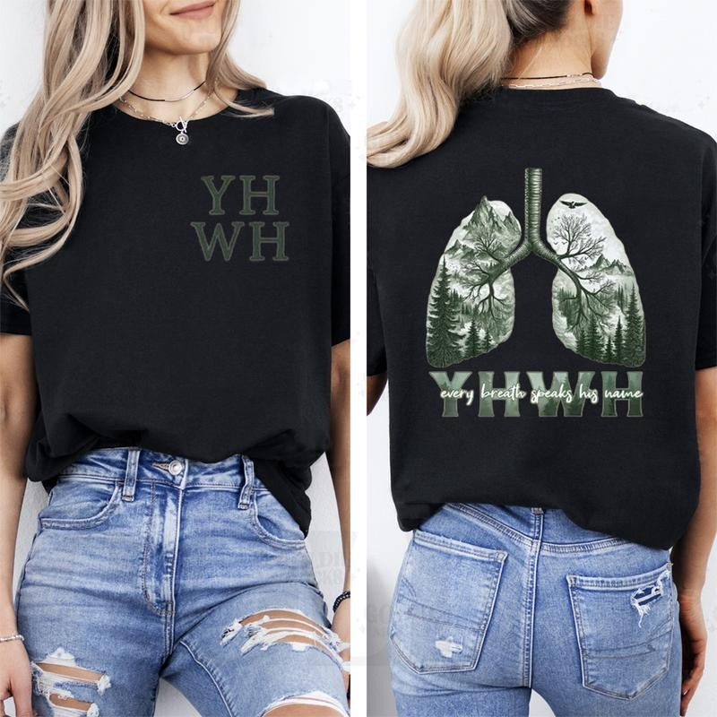 YHWH Every Breath Speaks His Name TShirt Pure Cotton Casual Street Style Crew Neck Short Sleeve T-Shirt Tops Trendy For Women For Men, Perfect Gift