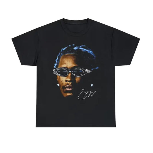 YOUNG THUG T-SHIRT  Rap Tee Concert Merch Kanye Thugger Lil Baby  Blue Rare Hip Hop Graphic Print  Vintage Unisex Shirt Menswear Top Underwear Man Tshirt Streetwear Tropical Shortsleeve Bestie Crewneck Round N