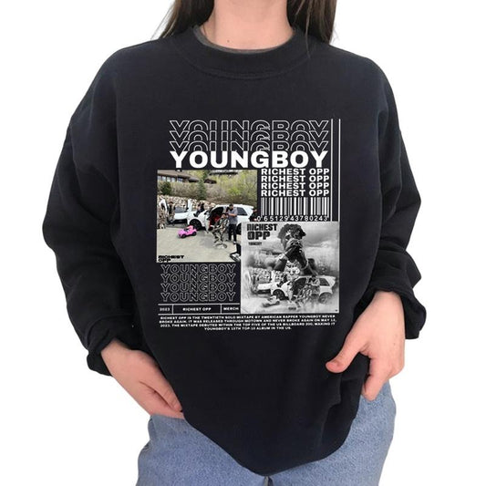 YOUNGBOY Unisex T Shirt, Vintage YOUNGBOY Rapper Sweater, Retro YOUNGBOY  Graphic Hoodie shirts Hiphop