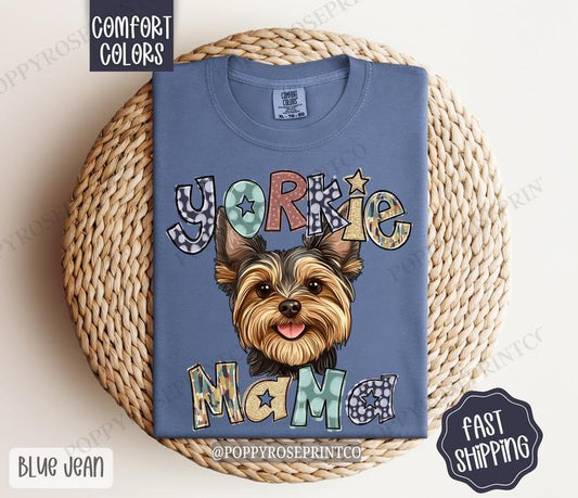 Yorkie Comfort Colors, Dog Mom Tee, Trendy Women's Tshirt