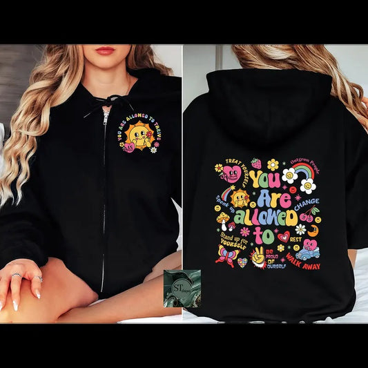 You Are Allowed To Zip Hoodie Black or Sport Grey