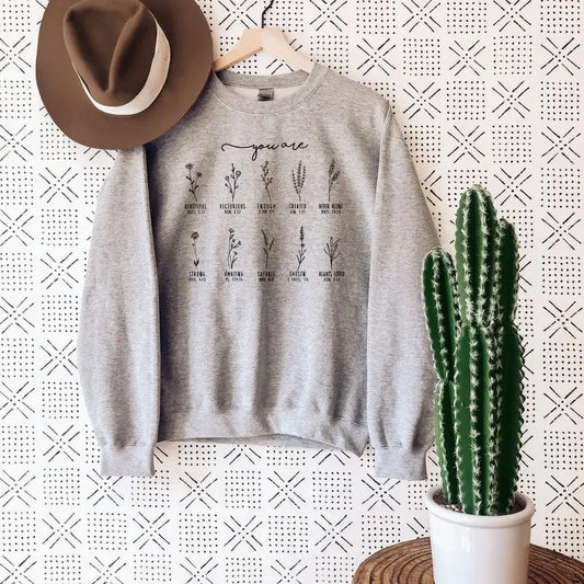 You Are Bible Verse Sweatshirt, Inspiration Bible Sweater, Wild flower Christian Shirt, Retro Christian  T-shirt, sweater and Hoodie