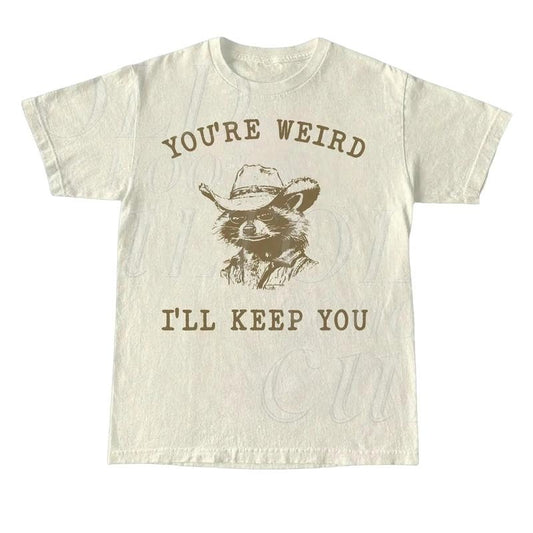 You Are Weird I Will Keep You Vintage T Shirt, Retro 90s Cowboy Raccoon Shirt, Oversized Trash Panda Tee, Funny Unisex Adult T Shirt