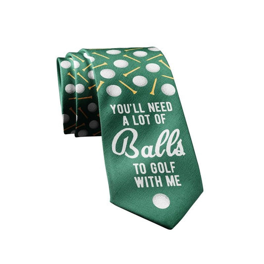 You'll Need A Lot Of Balls To Golf With Me Necktie Funny Neckties for Men Golf Tie Nerdy Golfing Ties Mens Novelty Neckties for Golfer Funny Ties