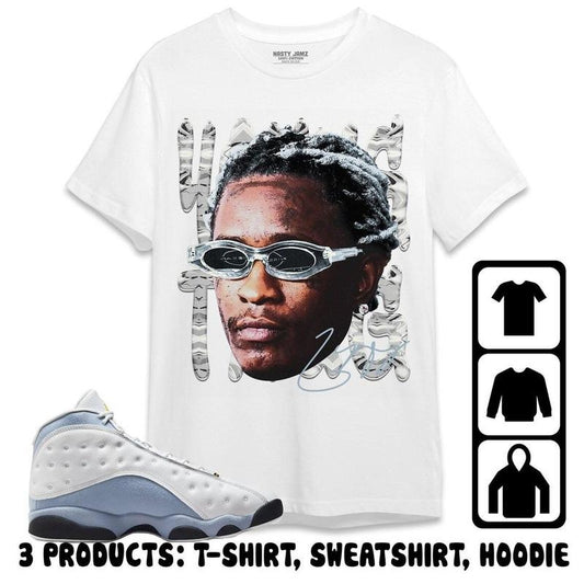 Young Head Unisex T-shirt To Match Jordan 13 Blue Grey Unisex T-Shirt, Shirt To Match Sneaker, Sneakerheads Gift Cotton Underwear Shortsleeve