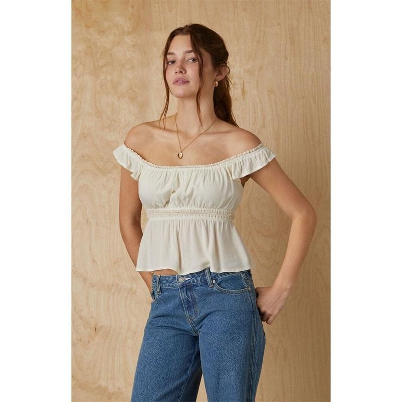Your Favorite Women's Embroidered Off-The-Shoulder Top