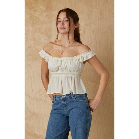 Your Favorite Women's Embroidered Off-The-Shoulder Top