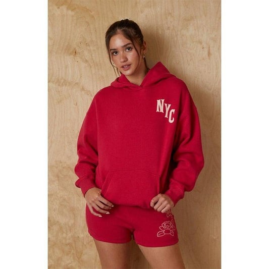 Your Favorite Women's NYC Floral Chainstitched Oversized Hoodie