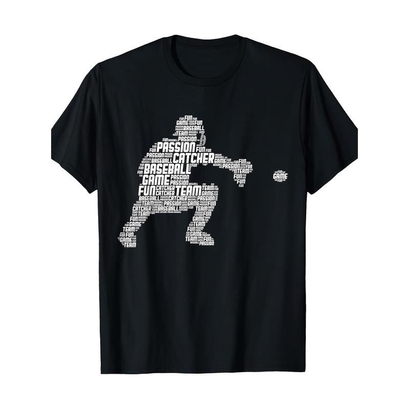 Youth & Men's Baseball Catcher Graphic T-Shirt for Boys - Fun Tee for Baseball Fans made in usa