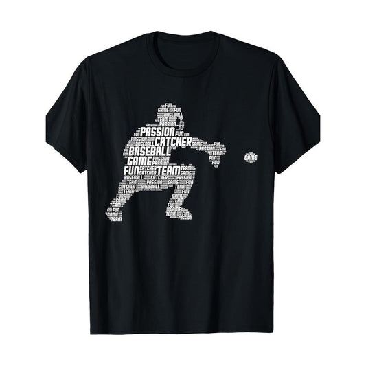 Youth & Men's Baseball Catcher Graphic T-Shirt for Boys - Fun Tee for Baseball Fans made in usa
