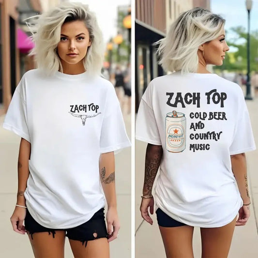 ZT C0ld Beer 2 Sides Tee, Country Music Festival Outfit, Concert Merch, Music Tour Shirt, Unisex Short Sleeve Tee