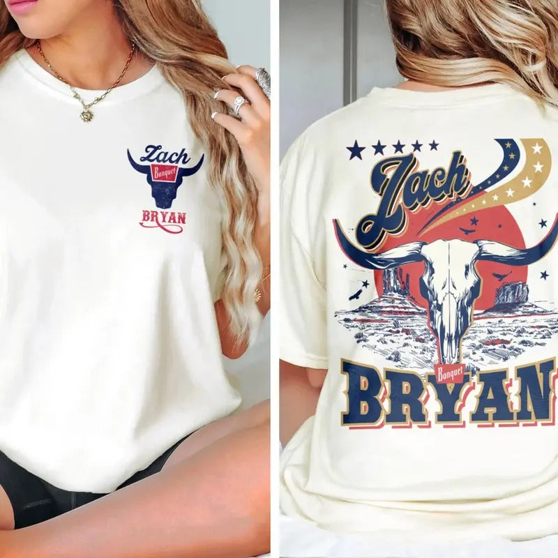 Zach Ryan Shirt Retro Western Country Music Graphic Tee Shirt Vintage Merch Men Women 2 Sided Top Womenswear