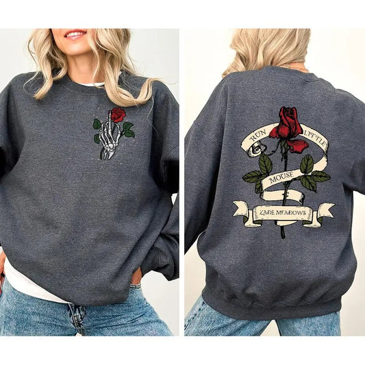 Zade Meadows Haunting Adeline Sweatshirt 2 Sides, Run Little Mouse Women's Hoodie, Meadows Dark Romance Gifts, Holiday Teacher Gift Bookish Shirt