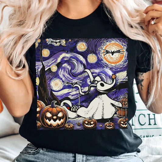 Zero Dog Halloween Starry Night Shirt, Nightmare Before Christmas Tee, Spooky Season, Oogie Boogie Bash, Unisex Short Sleeve Tee Shirt